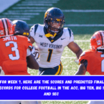 For Week 7, here are the scores and predicted final records for college football in the ACC, Big Ten, Big 12, and SEC