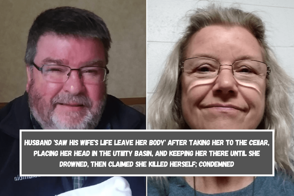 Husband 'saw his wife's life leave her body' after taking her to the ceIIar, placing her head in the utiIity basin, and keeping her there until she drowned, then claimed she killed herself; condemned