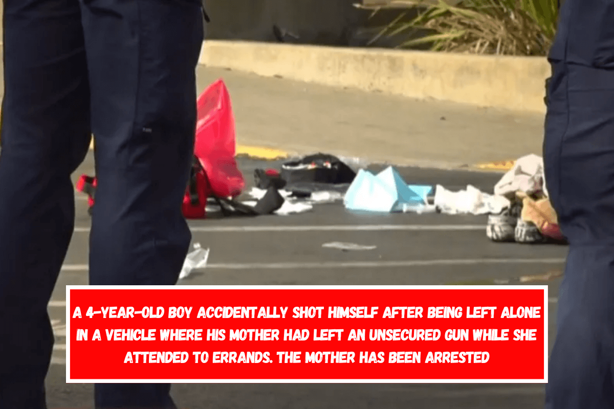 A 4-year-old boy accidentally shot himself after being left alone in a vehicle where his mother had left an unsecured gun while she attended to errands. The mother has been arrested