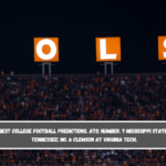 10 Best College Football Predictions. ATS number. 7 Mississippi State at Tennessee; No. 6 Clemson at Virginia Tech
