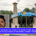 A New York man who took a picture of the 'Welcome to Florida' sign caused a crash that killed his niece and three nephews, according to authorities