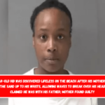 A 1-year-old kid was discovered lifeless on the beach after his mother buried him in the sand up to his wrists, allowing waves to break over his head, then claimed he was with his father; mother found guilty