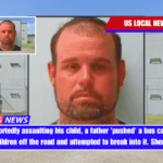 After reportedly assaulting his child, a father 'pushed' a bus carrying 19 children off the road and attempted to break into it. Sheriff